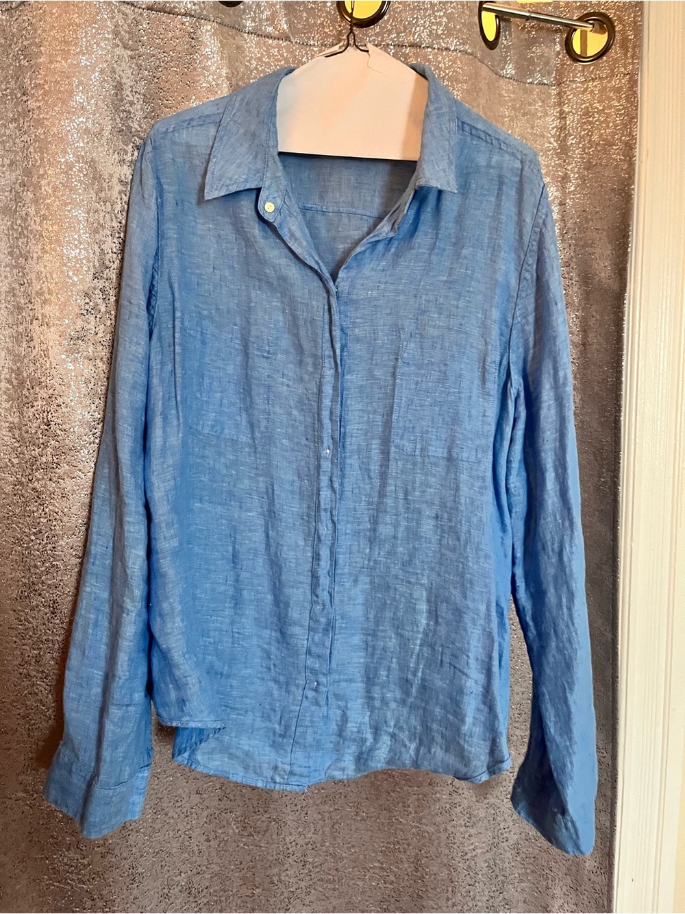 Lilly Pulitzer Sky Blue Linen Button-Down Shirt